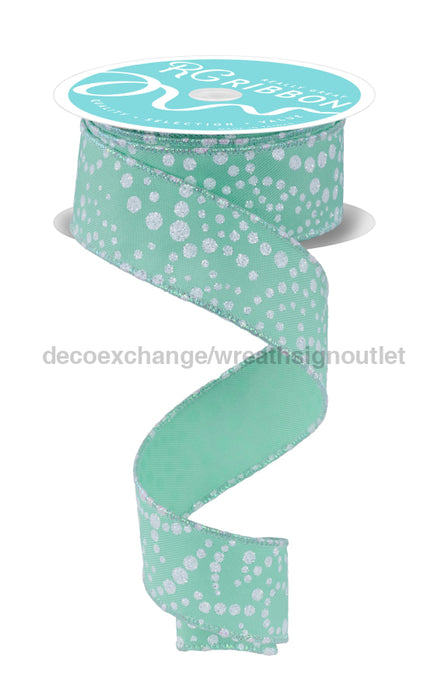 1.5’’X10Yd Mini Glitter Dots Mint Green/Irid White RGF1733AN Ribbon