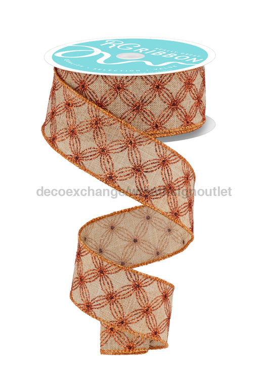 1.5’X10Yd Multi Circles/Dot Lt Beige/Copper/Brown Rgf134601 Ribbon