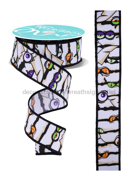 1.5’’X10Yd Mummy Eyes Wht/Blk/Orng/Prpl/Lime RGH1020RT Ribbon
