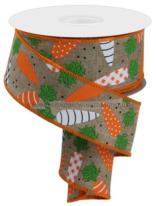 1.5X10Yd Patterned Carrots On Royal Lt Beige/Multi Rge112801 Ribbon