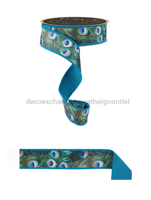 1.5’’X10Yd Peacock Feathers/Fused Green/Blue/Teal LX1033 Ribbon