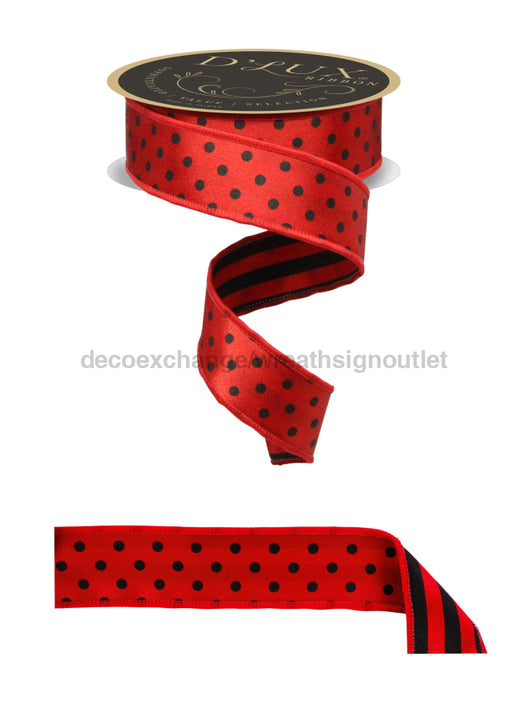 1.5’’X10Yd Polka Dot/Stripe/Fused Red/Black LX306724 Ribbon
