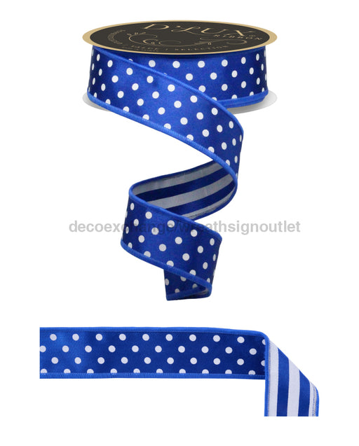 1.5’’X10Yd Polka Dot/Stripe/Fused Royal Blue/White LX305525 Ribbon