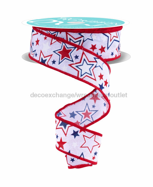 1.5’’X10Yd Printed Stars W/Glitter White/Red/Blue RGF157927 Ribbon