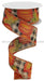 1.5’’X10Yd Pumpkin/Leaves On Check Beige/Orange/Yellow/Green RGA195101 Ribbon