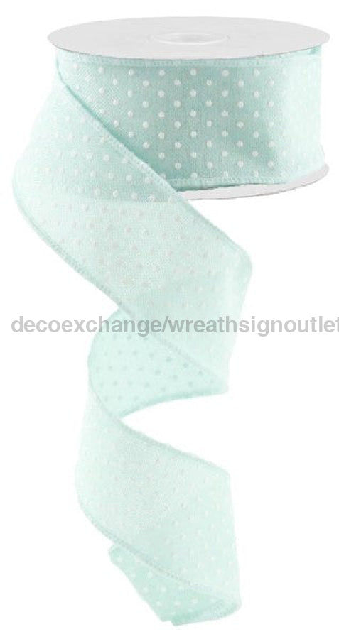 1.5"X10Yd Raised Swiss Dots On Royal Mint Green/White RG01651AN - DecoExchange