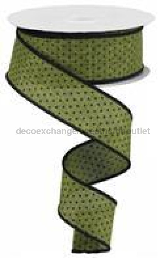 1.5"X10YD RAISED SWISS DOTS ON ROYAL Moss Green / Black RG0168536 - DecoExchange