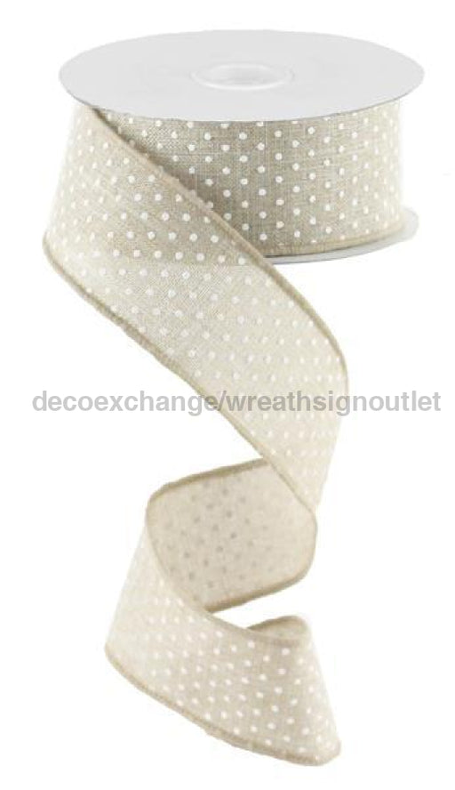 1.5"X10Yd Raised Swiss Dots On Royal Natural/White RG0165118 - DecoExchange