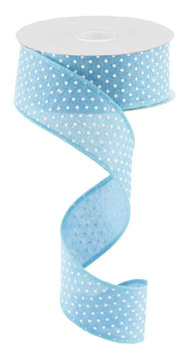 1.5"X10Yd Raised Swiss Dots On Royal Turquoise/White RG0165134 - DecoExchange