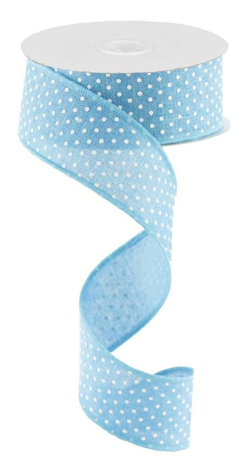 1.5"X10Yd Raised Swiss Dots On Royal Turquoise/White RG0165134 - DecoExchange