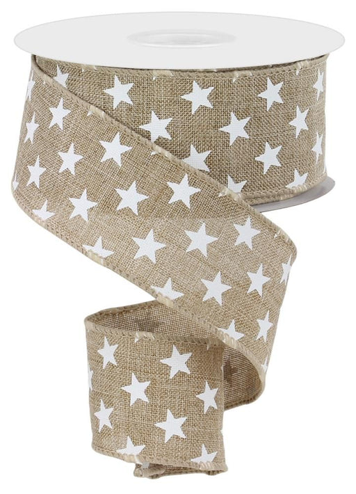 1.5"X10Yd Random Star Lt Beige/White RGE111801 - DecoExchange
