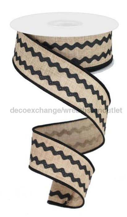 1.5"X10Yd Ricrac Light Beige/Black RG200802 - DecoExchange®