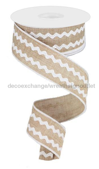 1.5"X10Yd Ricrac Light Beige/White RG200827 - DecoExchange®