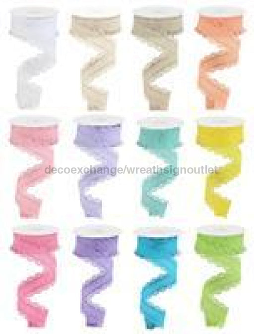 1.5"X10Yd Royal Burlap/Scalloped Assorted 12 Assorted Pastel Colors RW8038 - DecoExchange