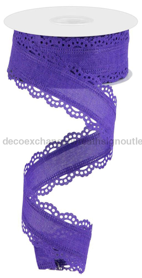 1.5"X10Yd Scalloped Edge Royal Burlap New Purple RGC13026A - DecoExchange
