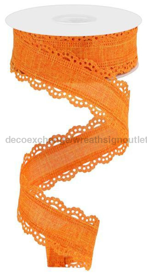 1.5"X10Yd Scalloped Edge Royal Burlap Orange RGC130220 - DecoExchange