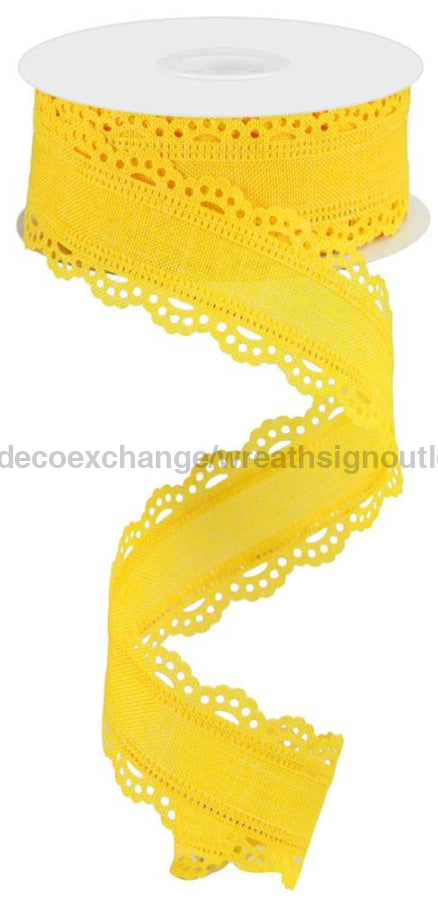 1.5"X10Yd Scalloped Edge Royal Burlap Sun Yellow RGC13028N - DecoExchange