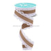 1.5X10Yd Scalloped Edge Royal Burlap White/Light Beige Rga154101 Ribbon
