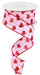 1.5"X10Yd Small Glitter Hearts/Check Light Pink/White/Red RGA1743WT - DecoExchange