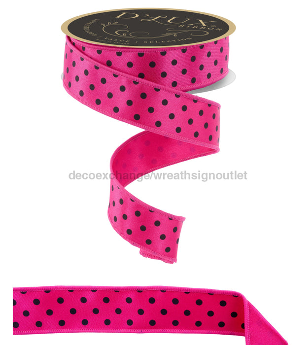 1.5’’X10Yd Small Polka Dot/Fused Hot Pink/Black Lx304611 Ribbon