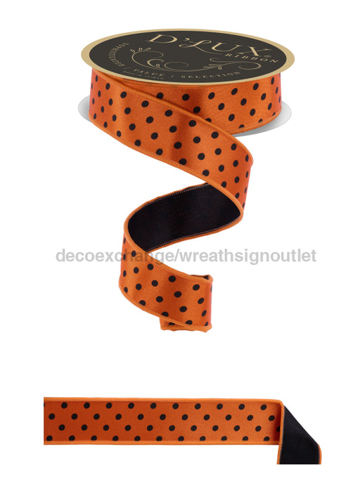 1.5’’X10Yd Small Polka Dot/Fused Orange/Black Lx3050P2 Ribbon