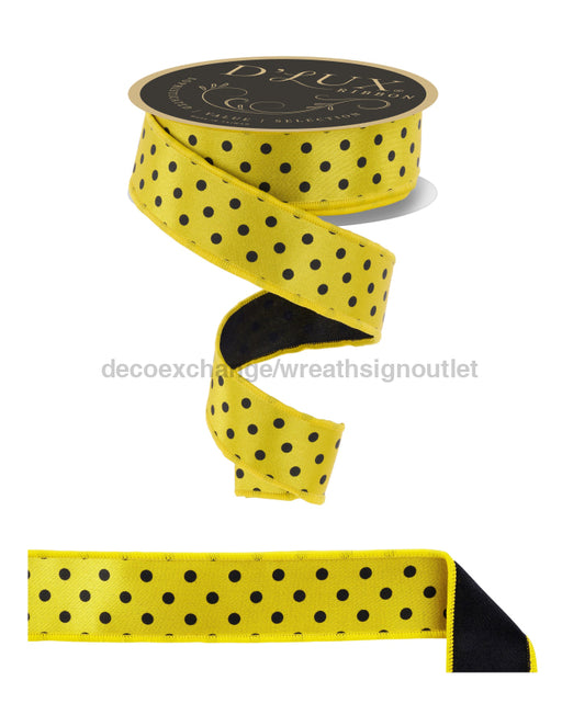 1.5’’X10Yd Small Polka Dot/Fused Yellow/Black Lx30508N Ribbon