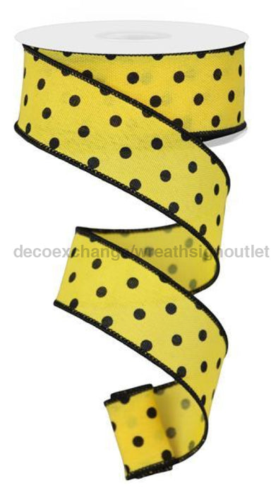 1.5X10Yd Small Polka Dot Yellow/Black Rge174329 Ribbon