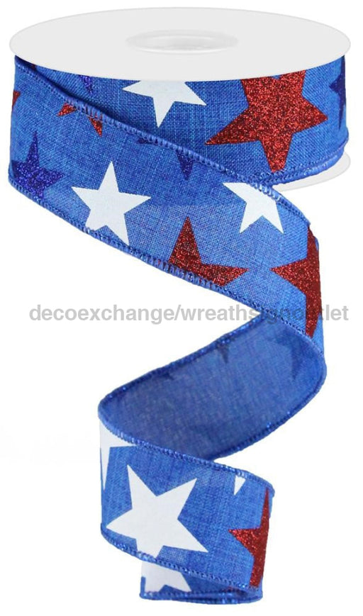1.5’’X10Yd Star On Royal Royal Blue/Red/White/Navy RG0192525 Ribbon