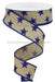 1.5"X10Yd Stars On Royal Lt Beige/Navy Blue RGA111501 - DecoExchange