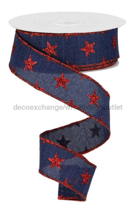 1.5’’X10Yd Stars On Royal Navy Blue/Red RGA11092C Ribbon