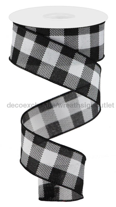 1.5"X10Yd Striped Check On Royal White/Black RG0180527 - DecoExchange