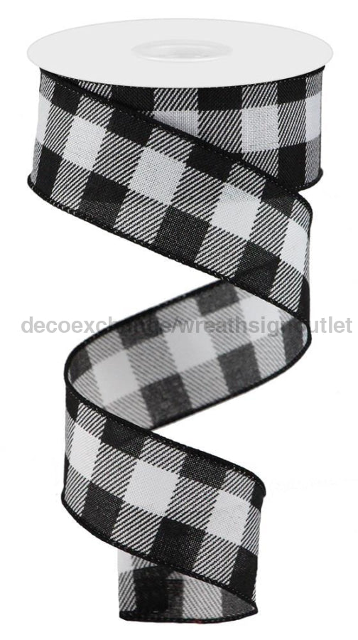 1.5"X10Yd Striped Check On Royal White/Black RG0180527 - DecoExchange