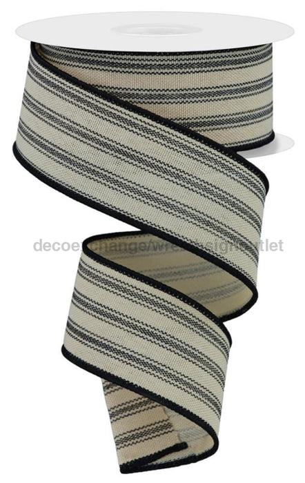 1.5’’X10Yd Ticking Stripe Tan/Black Rge1493Cm Ribbon