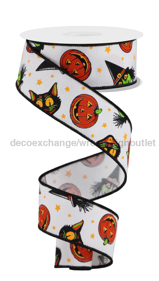 1.5"X10Yd Vintage Cat/Witch White/Multi Rge182727 - DecoExchange