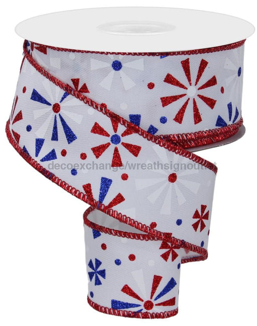 1.5’’X10Yd Vintage Pinwheels White/Red/Royal Blue RGE115527 Ribbon