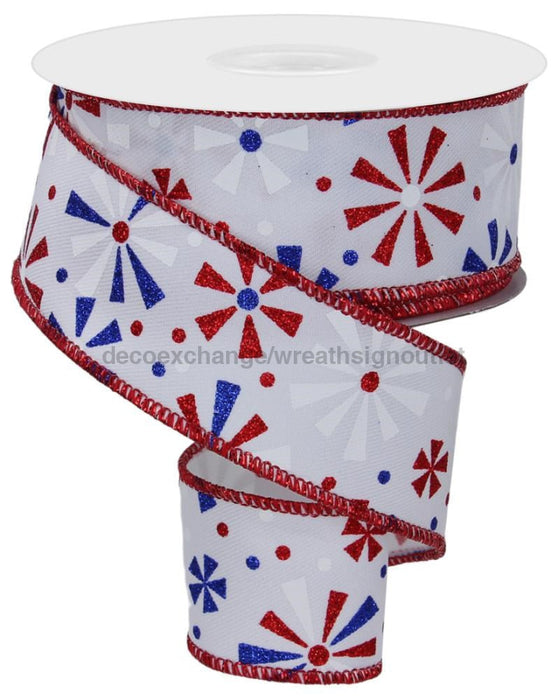 1.5’’X10Yd Vintage Pinwheels White/Red/Royal Blue RGE115527 Ribbon