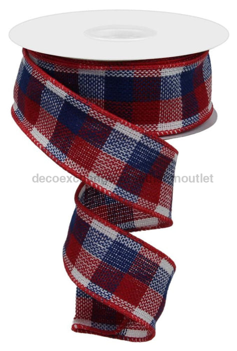 1.5’’X10Yd Woven Check Red/White/Navy RGA1924A1 Ribbon
