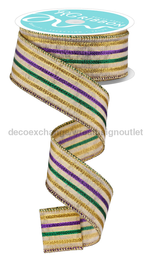 1.5’’X10Yd Woven Stripe Mardi Gras Rgf1159 Ribbon