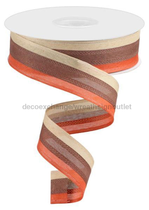 1.5"X25Yd 3-In-1 Value Faux Burlap Beige/Brown/Rust RC500694 - DecoExchange