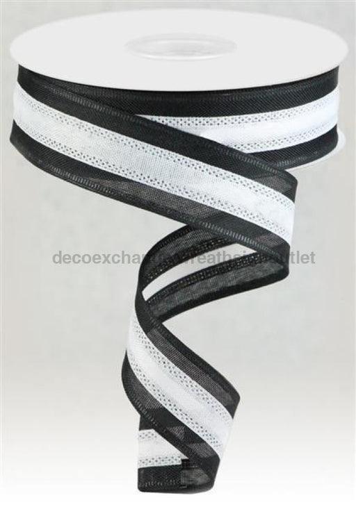 1.5"X25Yd 3-In-1 Value Faux Burlap Black/White RC5006CF - DecoExchange