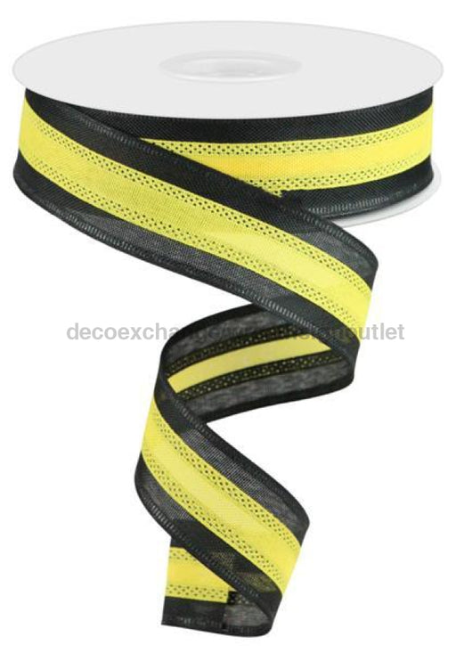 1.5"X25Yd 3-In-1 Value Faux Burlap Black/Yellow RC500662 - DecoExchange