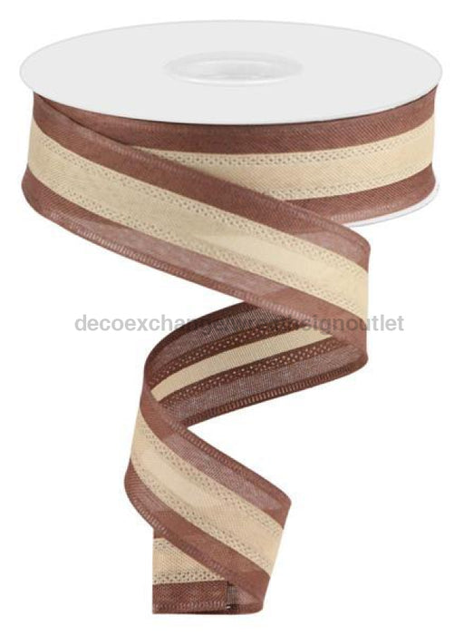 1.5"X25Yd 3-In-1 Value Faux Burlap Dk Brown/Beige RC500676 - DecoExchange