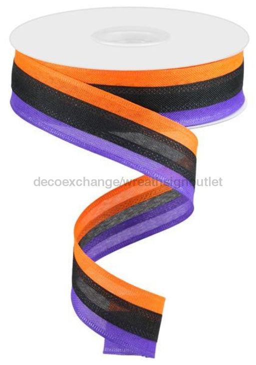 1.5"X25Yd 3-In-1 Value Faux Burlap Orange/Black/Purple RC5006CW - DecoExchange