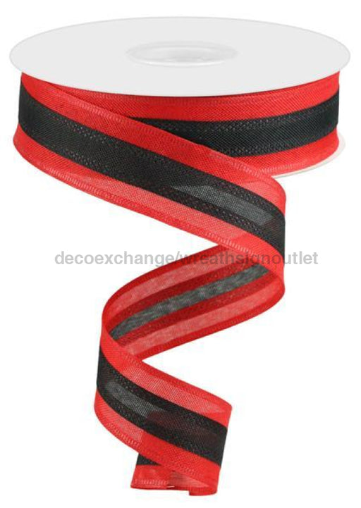 1.5"X25Yd 3-In-1 Value Faux Burlap Red/Black RC5006MA - DecoExchange