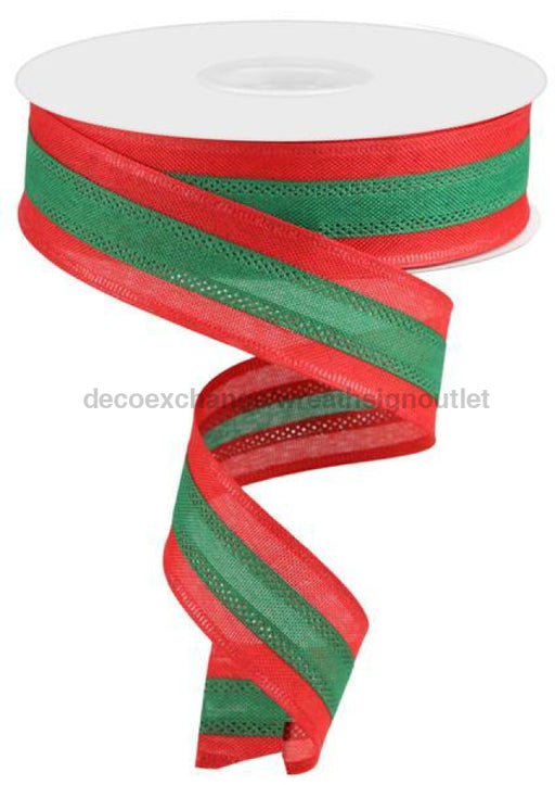 1.5"X25Yd 3-In-1 Value Faux Burlap Red/Emerald Green RC500682 - DecoExchange