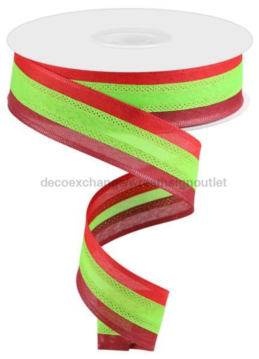 1.5"X25Yd 3-In-1 Value Faux Burlap Red/Fresh Green/Burg RC500685 - DecoExchange