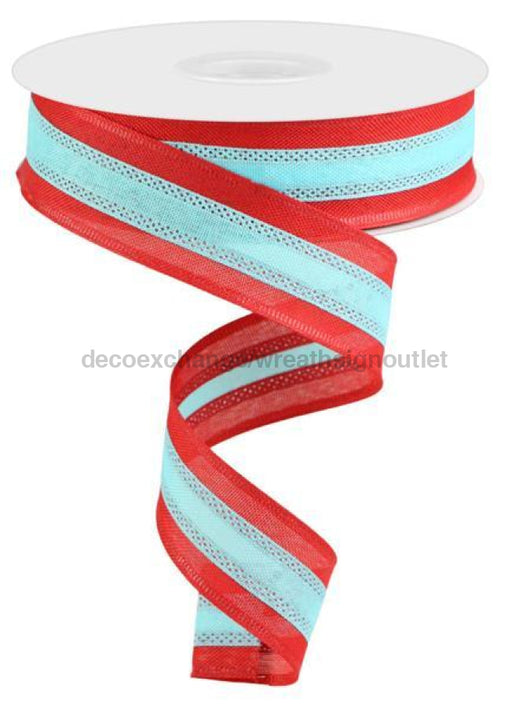 1.5"X25Yd 3-In-1 Value Faux Burlap Red/Lt Blue RC500663 - DecoExchange