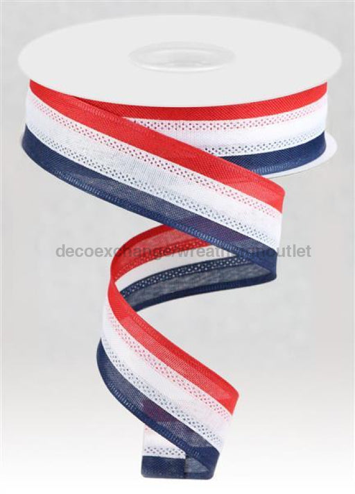 1.5"X25Yd 3-In-1 Value Faux Burlap Red/White/Navy Blue RC500632 - DecoExchange