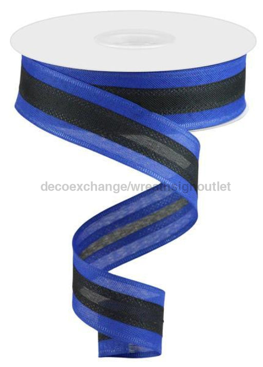 1.5"X25Yd 3-In-1 Value Faux Burlap Royal Blue/Black RC5006W8 - DecoExchange