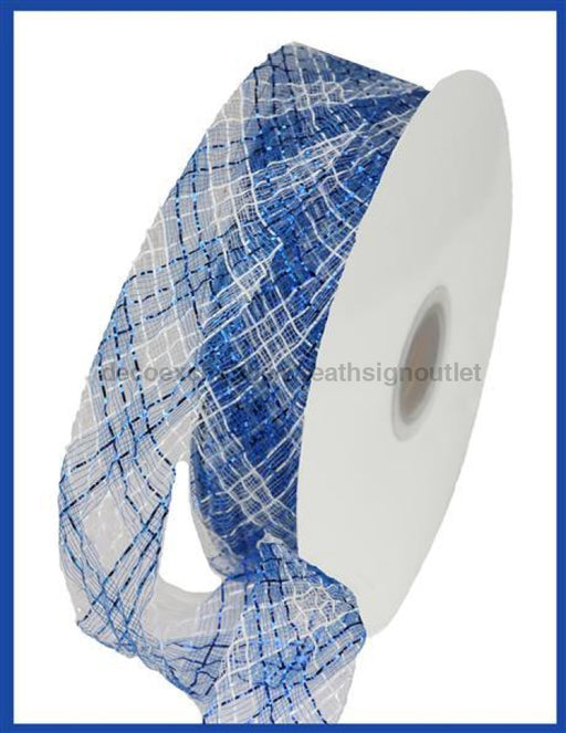 1.5X30Yd Deco Flex Ribbon Royal Blue/White Rs4024K4